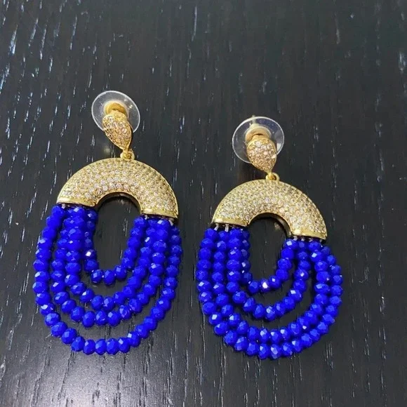 Rhinestone and beads earrings - Picture 3 of 7